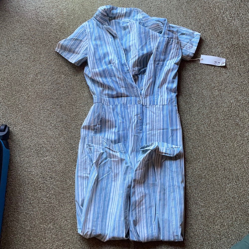 LACAUSA White and blue striped jumpsuit